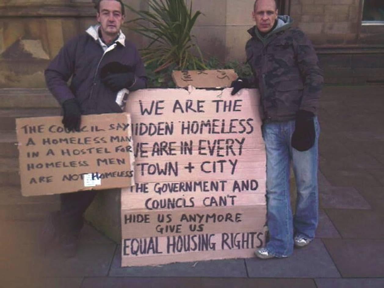 Gary outside Bradford Council, 2008 — six weeks standing for the hidden homeless